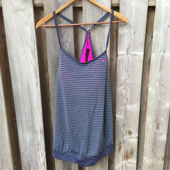 Nike grey & pink tank with built in bra - size XL - Picture 4 of 9